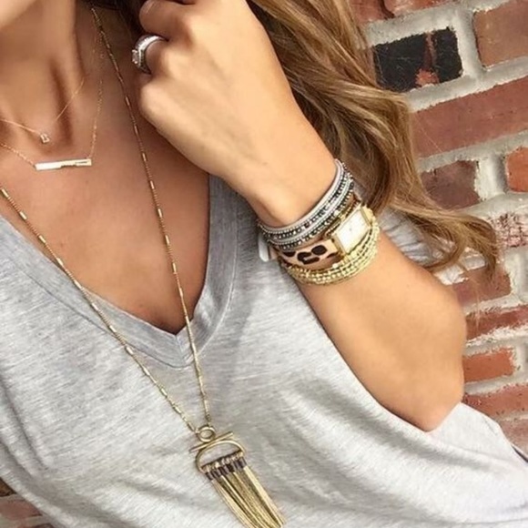 Stella & Dot | Amethyst Sunstone Roseagate & Greyagate Genevieve TasselE… - Picture 2 of 8